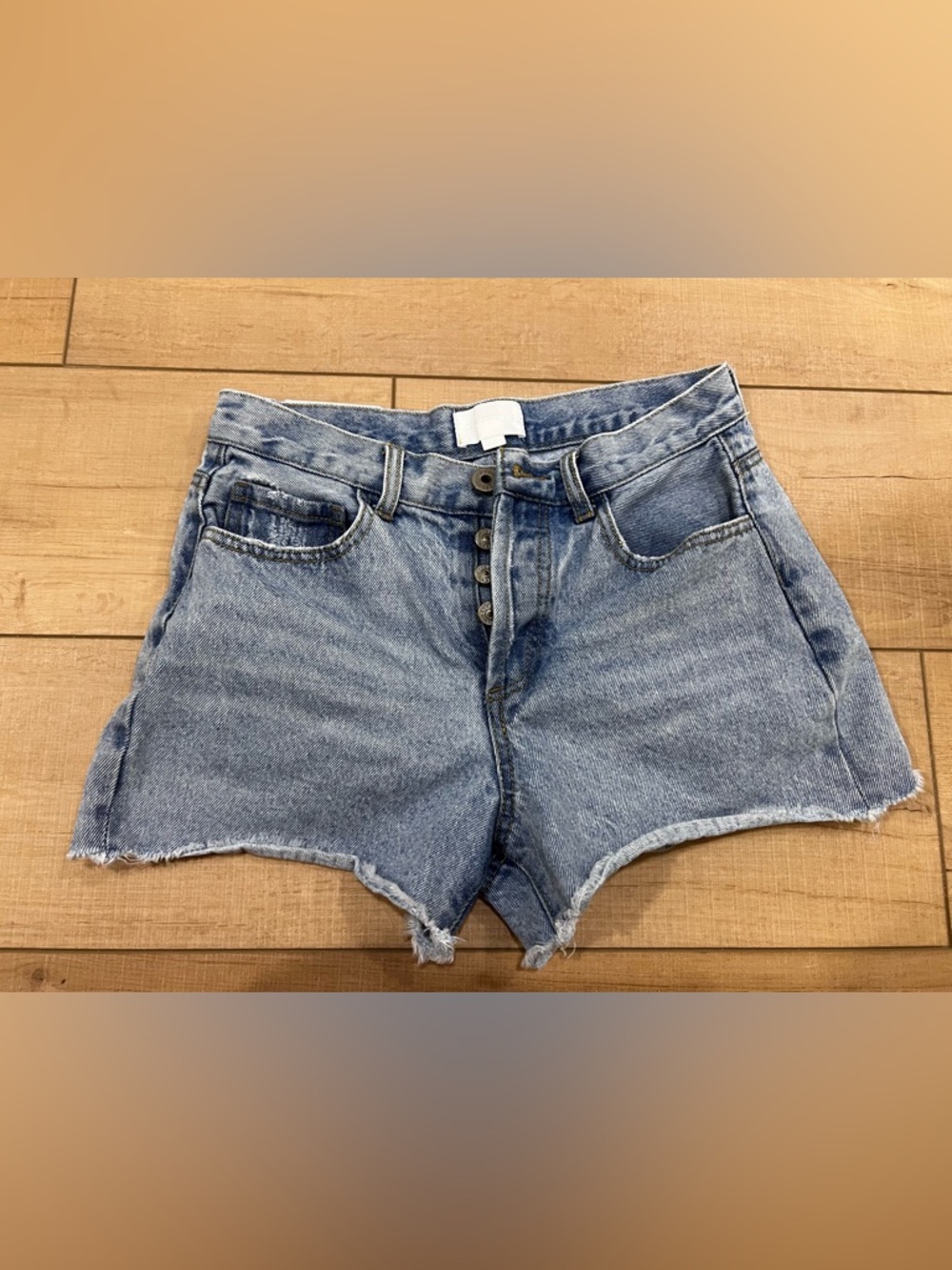 High-Rise Light Blue Button-Fly Denim Cutoff Shorts